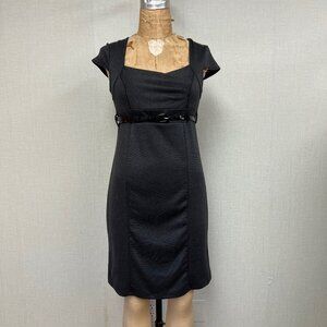 NWT Ddeadstock 2000s Gray Belted Empire Waist Pencil Dress Size Large